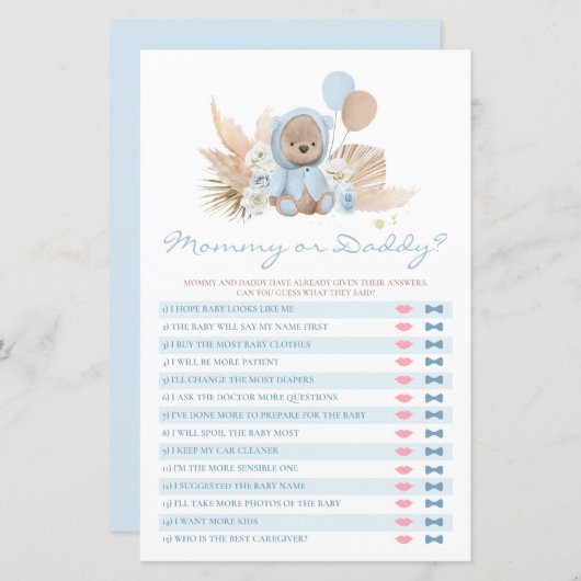 Teddy Bear Mam of papa raden wie het spelletje zei (Voorkant / Achterkant)