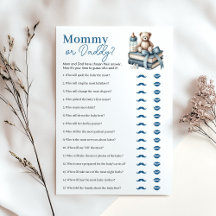 Teddy Bear Mama of Daddy Baby shower Game Kaart