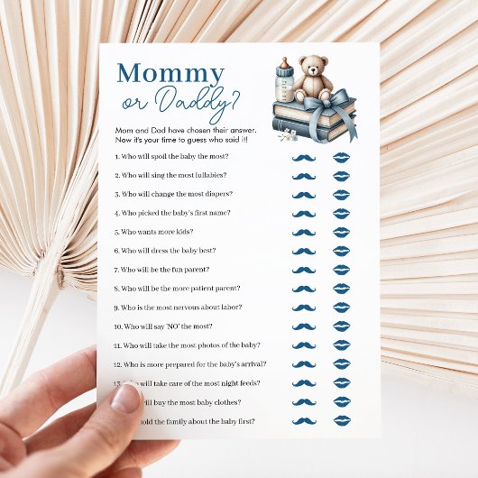 Teddy Bear Mama of Daddy Baby shower Game Kaart