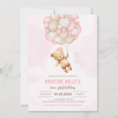 Teddy Bear Meisje 1e Beary Eerste Verjaardag Kaart (Voorkant)