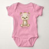 Teddy Bear Meisje Baby Bodysuit (Voorkant)