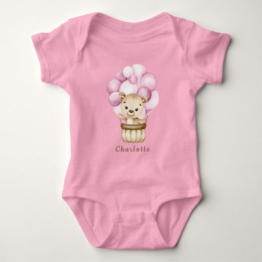 Teddy Bear Meisje Baby Bodysuit (Voorkant)