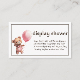 Teddy Bear Meisje Baby Display Douche Informatiekaartje
