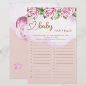 Teddy Bear Meisje Baby shower Baby Naam Race Game (Voorkant / Achterkant)