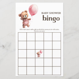 Teddy Bear Meisje Baby shower Bingo Game