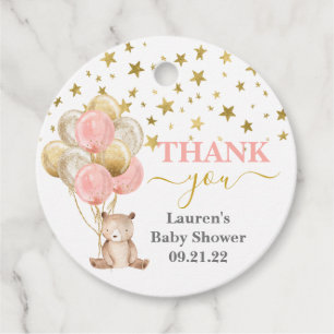 Teddy Bear Meisje Baby shower Favor Tags Bedankjes Labels