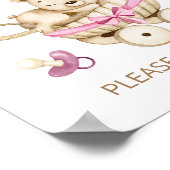 Teddy Bear Meisje Baby shower Favorieten Poster (Hoek)