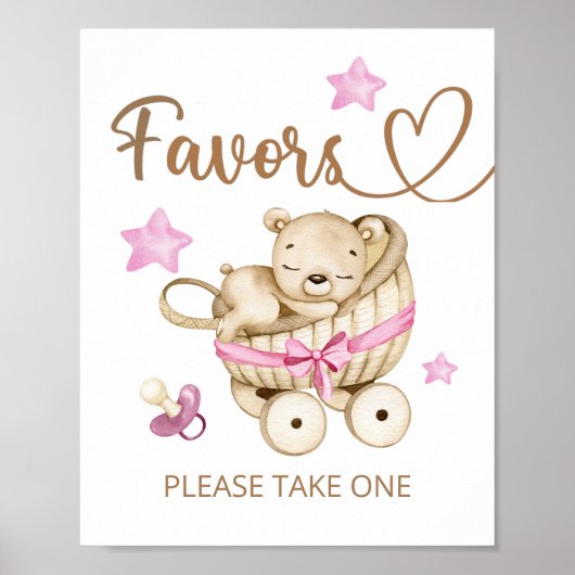 Teddy Bear Meisje Baby shower Favorieten Poster (Voorkant)