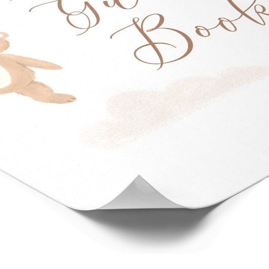 Teddy Bear Meisje Baby shower Gast Boek Sign Poster (Hoek)