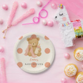 Teddy Bear Meisje Baby shower Papier Borden Papieren Bordje (Feest)