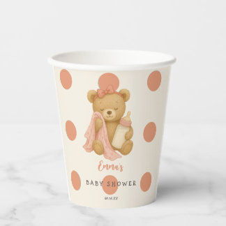 Teddy Bear Meisje Baby shower Papier Cups Papieren Bekers