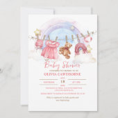 Teddy Bear Meisje Baby shower Party Kaart (Voorkant)