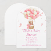 Teddy Bear meisje baby shower uitnodiging (Voorkant / Achterkant)