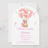 Teddy Bear meisje baby shower uitnodiging (Voorkant)