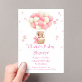 Teddy Bear meisje baby shower uitnodiging (Insitu (Draagbaar))