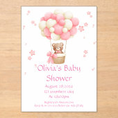 Teddy Bear meisje baby shower uitnodiging (Voorkant)