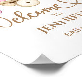 Teddy Bear meisje baby shower welkom poster (Hoek)