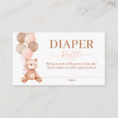 Teddy Bear Meisje Luier Raffle Informatiekaartje (Voorkant)