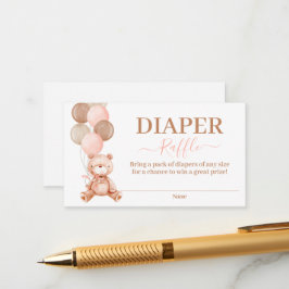 Teddy Bear Meisje Luier Raffle Informatiekaartje