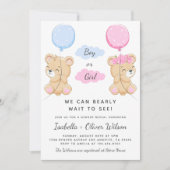 Teddy Bear Meisje of Jongen Thema Geslacht Onthull Kaart (Voorkant)