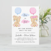 Teddy Bear Meisje of Jongen Thema Geslacht Onthull Kaart (Staand voorkant)