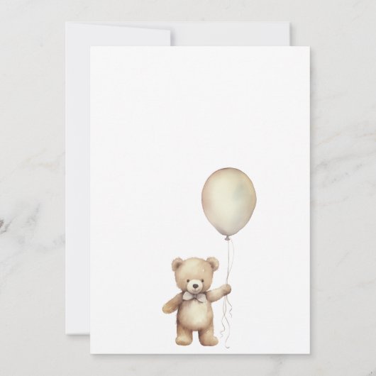 Teddy Bear Meisje's 1e Verjaardag Kaart (Achterkant)