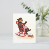 Teddy Bear Mends Clothes Briefkaart (Staand voorkant)
