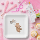 Teddy Bear met 3 bruine ballonnen Bord papier (Feest)