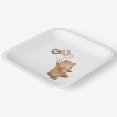 Teddy Bear met 3 bruine ballonnen Bord papier (Gebogen)