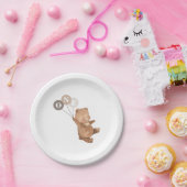 Teddy Bear met 3 bruine ballonnen Papieren Bordje (Feest)
