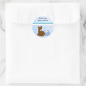 Teddy Bear met Baby shower honingpot Ronde Sticker (Tas)