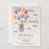 Teddy Bear met ballonnen Baby shower tekenen Kaart (Voorkant)