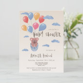 Teddy Bear met ballonnen Baby shower tekenen Kaart (Staand voorkant)