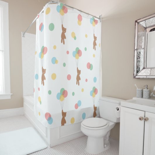 Teddy Bear met ballonnen Douchegordijn (In situ)