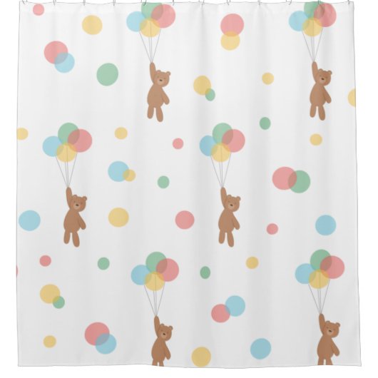 Teddy Bear met ballonnen Douchegordijn (Voorkant)