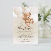 Teddy Bear met ballonnen Hartelijk dank Bedankkaart (Staand voorkant)