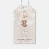 Teddy Bear met ballonnen op Crescent Moon Cadeaulabel (Voorkant)
