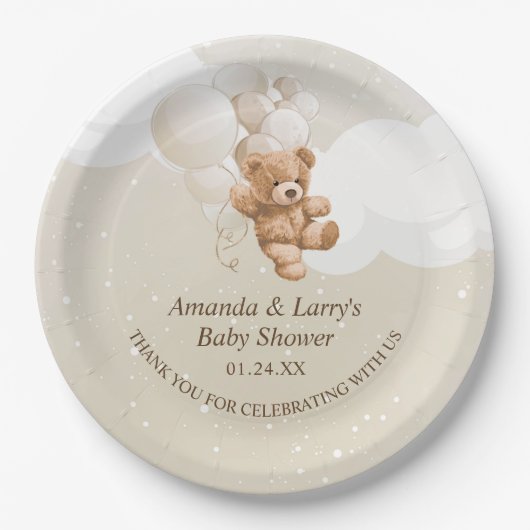 Teddy Bear met ballonnen Papieren Bordje (Voorkant)