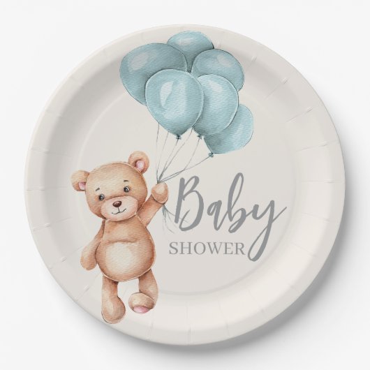 Teddy Bear met ballonnen Papieren Bordje (Voorkant)