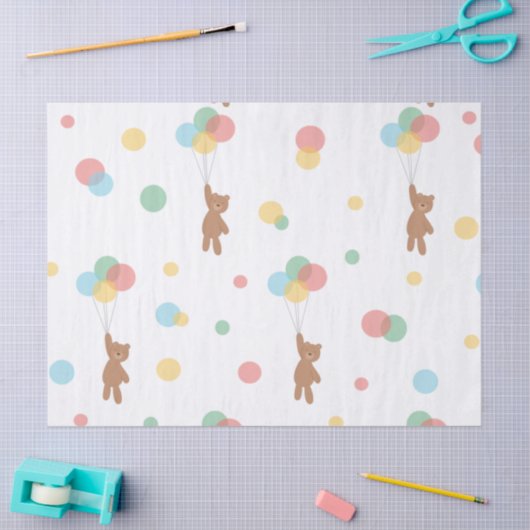 Teddy Bear met ballonnen  Tissuepapier (Craft)