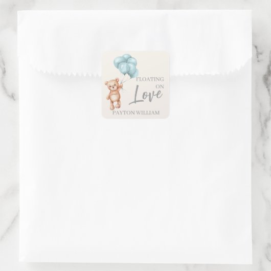 Teddy Bear met ballonnen Vierkante Sticker (Tas)