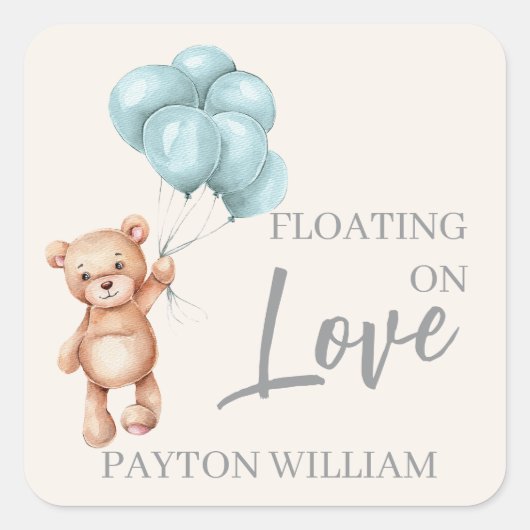 Teddy Bear met ballonnen Vierkante Sticker (Voorkant)