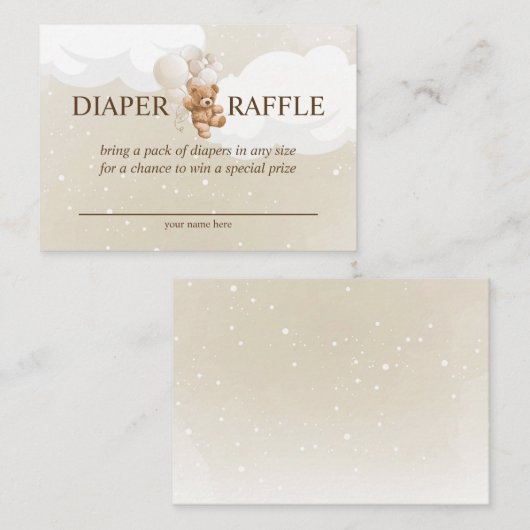 Teddy Bear met Balloons Diaper Raffle Kaart (Voorkant / Achterkant)