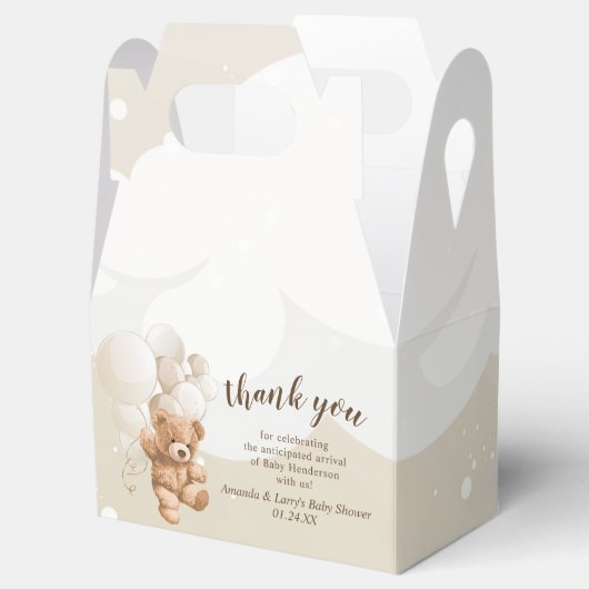 Teddy Bear met Balloons Favor Box Bedankdoosjes (Geopend)