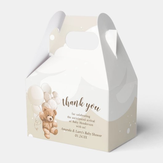 Teddy Bear met Balloons Favor Box Bedankdoosjes (Voorkant Zijde)