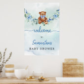 Teddy Bear met Balloons Greenery Boy Welkomstbord Poster (Keuken)