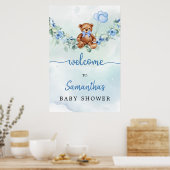 Teddy Bear met Balloons Greenery Boy Welkomstbord Poster (Keuken)