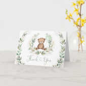 Teddy Bear met Balongebergte Eucalyptus Wreath Kaart (Gele Bloem)