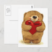 Teddy Bear met 'Be Mine' hart Briefkaart (Voorkant / Achterkant)