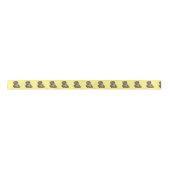 Teddy Bear met Bib op Geel Satin Ribbon Satijnen Lint (Voorkant)